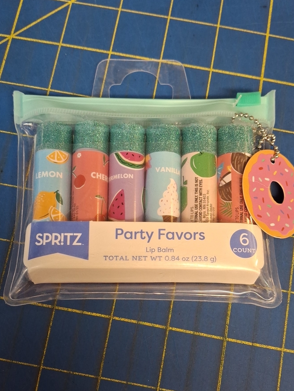 Party Favors Lip Balm Set - Mint Glitter Caps, 6-Count New Zip Pack